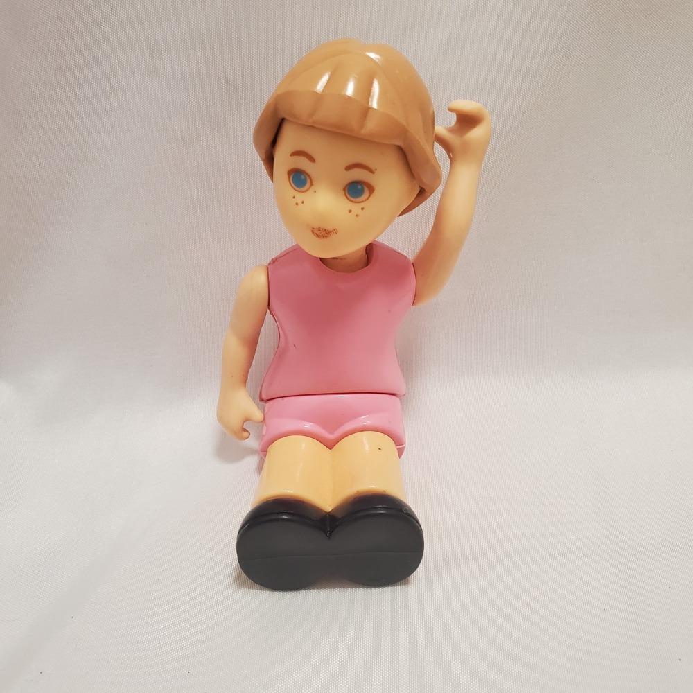 Vintage Little Tikes Place Dollhouse Sister Figure Brown Hair Pink Skirt 90s Toy